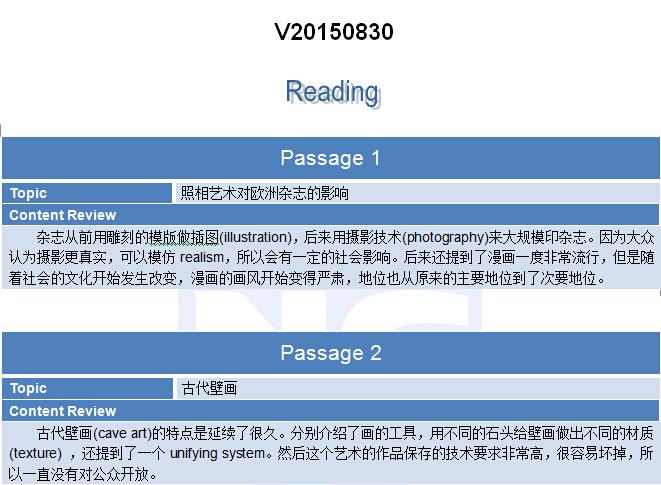 2015年8月30日托福机经真题回忆完整版解析