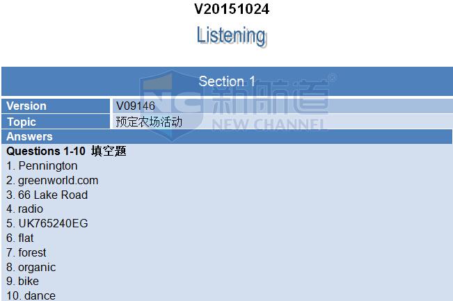 2015年10月24日雅思听力机经回忆及新航道团队解析