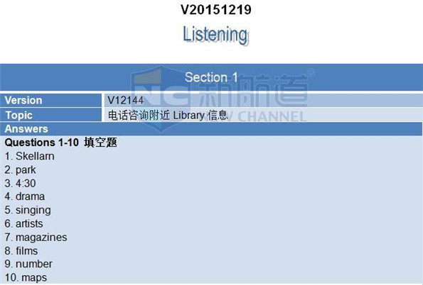 2015年12月19日雅思机经回忆