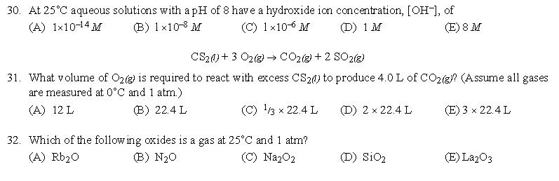 75道经典AP化学选择题型（三）